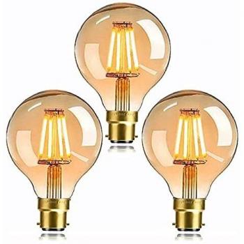 LEDORA Vintage Edison LED Light Bulb Dimmable 4W (40W Equivalent) G80 Globe LED Filament Bulb B22 Bayonet Cap