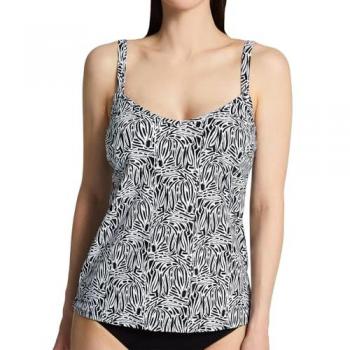Curvy Kate Women's Black Print Sundown Plunge Tankini 34D