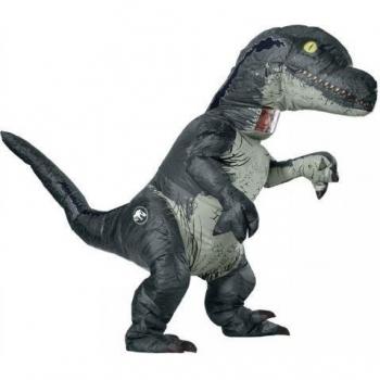 Jurassic World Unisex Velociraptor opblaasbaar kostuum voor volwassenen One Size blauw