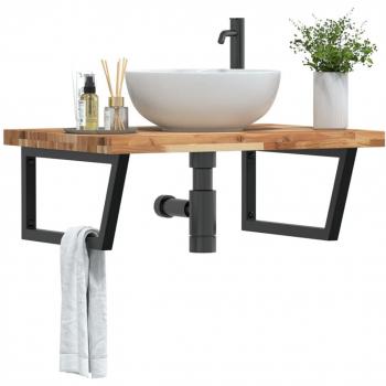 Basin Shelf in Steel and Solid Acacia Wood by vidaXL