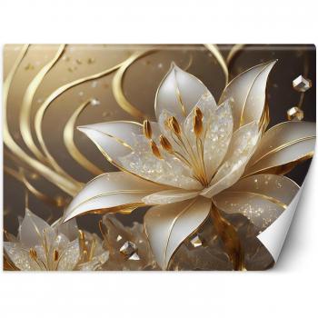 Blumenmuster Fototapete in Goldgelb 100x70