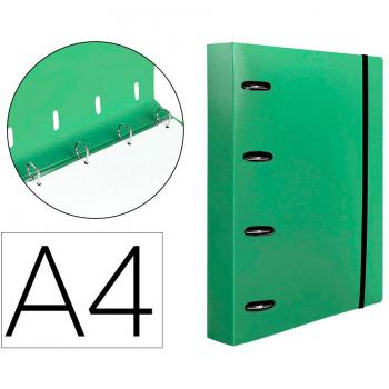 Carpeta recambio A4 Liderpapel 5mm 100 hojas 80g polipropileno 4 anillas 40mm verde manzana