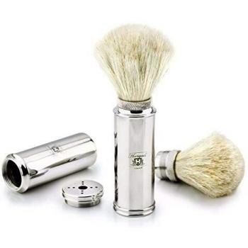 Haryali Luxe Travel Shaver – Nickel-Treated Handle, White Badger Fiber