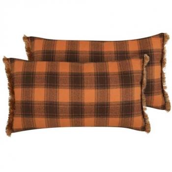 Pack 2 coussins barja 40 x 70 cm motif carré orange
