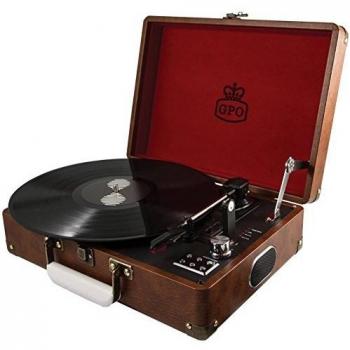 GPO Attache USB Turntable Diseño Maletín Marrón