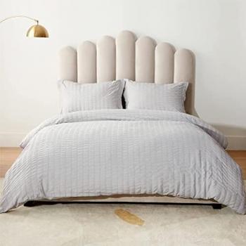 Double Size Microfiber Seersucker Duvet Ensemble – Grey