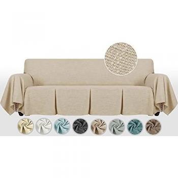 MAXIJIN Linen-Like Extra Large Sofa Cover for 3 or 4 Seater Couch