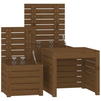Set de Cajas de Jardín Pino Marrón Miel 3 Unidades