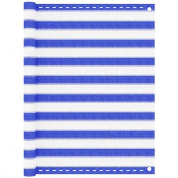 VidaXL Ecran de Balcon Brise-vue Brise-vent Ecran de Protection Ecran d'Intimité Jardin Extérieur Perméable au Vent Bleu et Blanc 120x600 cm PEHD