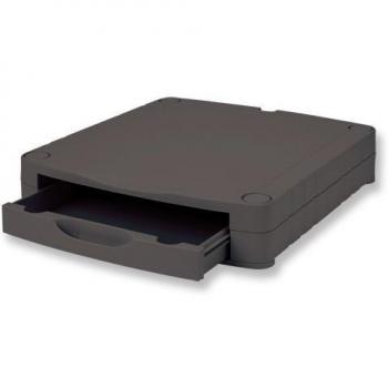 Black Monitor Screen Riser with 67mm Height and 1 Drawer