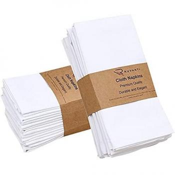 Ruvanti Cotton Table Napkins – 12 Pack, 18x18″ Washable & Comfortable
