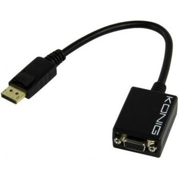 CABLE DISPLAYPORT MALE TO VGA FEMALE BLACK KONIG KABLE 573-0.2 0.2M ADAPTOR INCLUDES