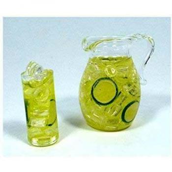 Puppenhaus-Accessoire: Creal 77275 Miniaturkrug + Zitronenlimonade Glas (1:12)