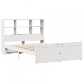 Cama con Estantería sin Colchón Blanca 135x190 cm Madera de Pino Maciza