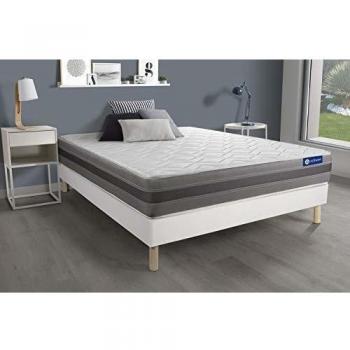 Ensemble matelas et sommier ActiFlex Relax 140x200 cm, ressorts ensachés + mousse à mémoire, kit blanc