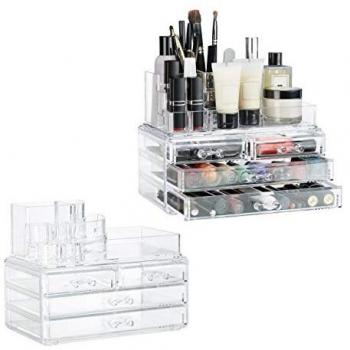 Box Portafacchetti Makeup 2× con 4 Cassetti – Trasparente