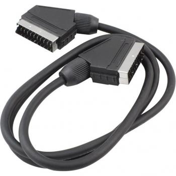 Cable SCART negro 3 m, calibre 7 mm, con funda Poşetli PowerMaster