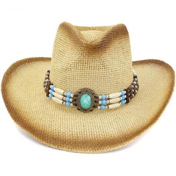 Brown Spray Paint Straw Cowboy Hat