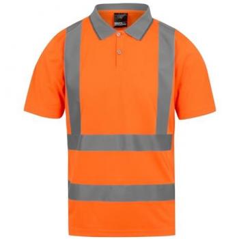 Regatta Hi‑Vis Pro Contract Polo – Orange, S, Men’s Light‑Weight