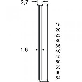 Dutack 1,6mm brads 40 mm RVS