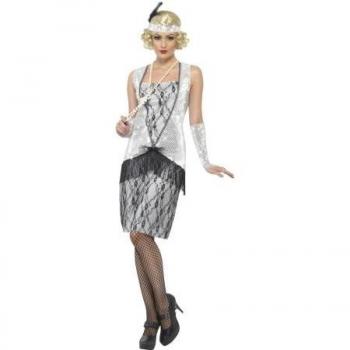 Disfraz de fiesta Flapper años 20 plata mujer
