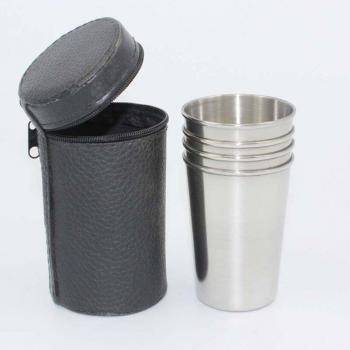 Travel Hip Flask and Leather Cup Set (30ML/70ML)