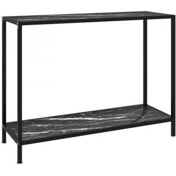 Table console chic en marbre noir et métal