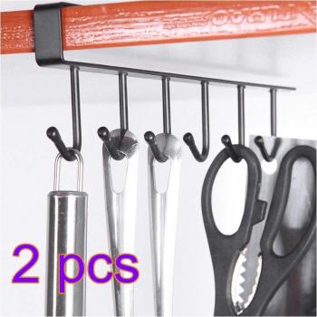 Iron Art Under Shelf Cup Holder Rack with 6 Hooks