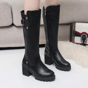 Mid-Heel Knee-High Boots for Women Size 42