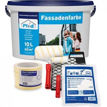 Fassadenfarbe Aussenfarbe Fassadenwetterschutz Anstrichset Weiß