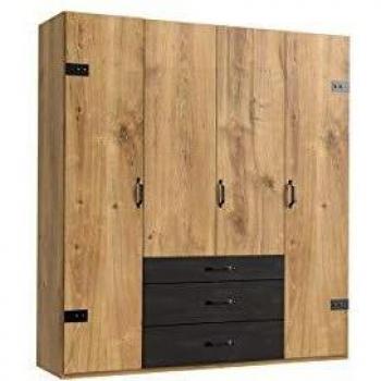 Armoire moderne 4 portes chêne poutre