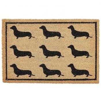 Zerbino Moderno per Interni 40 x 60 cm con Motivo Cani in Fibra di Cocco Antiscivolo e Fondo in PVC