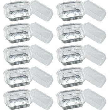 10pcs Clear Lid Aluminum Lunch Box Containers