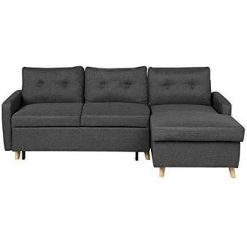 Beliani FLAKK Schlafsofa Dunkelgrau Links 232 cm