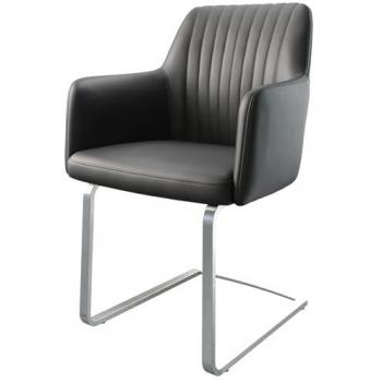 Cantilever Greg-Flex Echt-Leder Schwarz Freischwinger flach Edelstahl