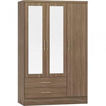 Seconique Nevada 3 Door 2 Drawer Mirrored Wardrobe