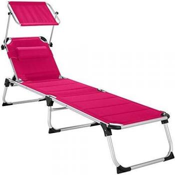 Lettino da Giardino Relax Esterno con Schienale Regolabile in 6 Posizioni, Parasole Regolabile, Cuscino e Trasportabile