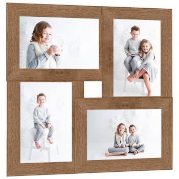Collage de cadres photo 4 photos 10x15 cm marron