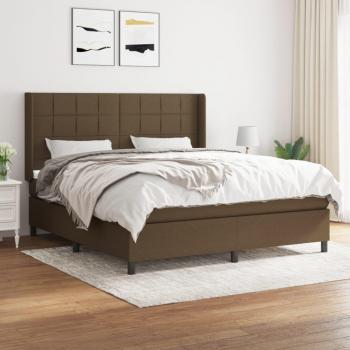 Letto Boxspring 160x200 cm con Materasso in Tessuto Color Marrone Scuro