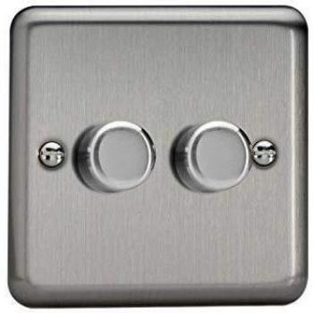 Varilight LED Dimmer Switch V-Pro 120W 2 Gang Brushed Chrome