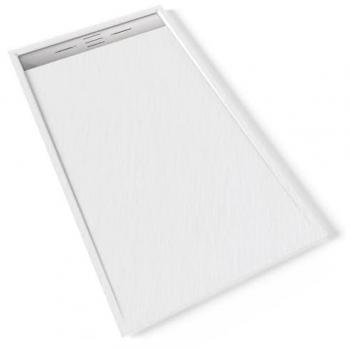 Receveur de douche HIEMAL INOX 90 x 160 cm aspect pierre blanc avec bonde inox couleur