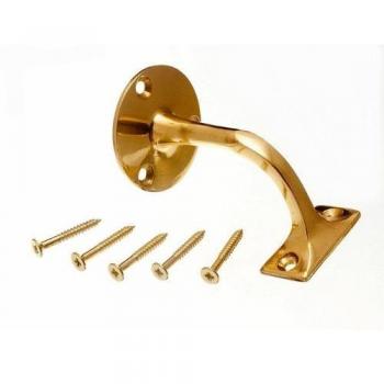 Stair Hand Rail Bracket Solid Polished Brass 2.5 Inch with Screws (Pack of 24)