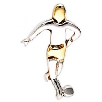 Herren Ohrstecker Fußballspieler 925 Sterling Silber bicolor vergoldet