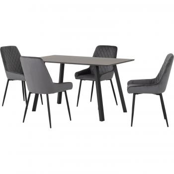 Grey Berlin Oval Dining Table with 6 Avery Chairs