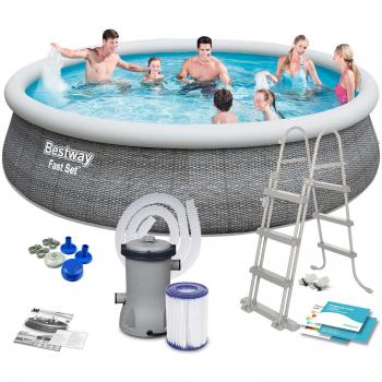 Piscine Autoportée Fast Set Rotin Ronde 4,57 X H1,07m Bestway
