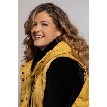 Gilet lungo con cerniera giallo donna taglia 60/62