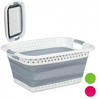 Wäschekorb Faltbar, Relaxdays, Grau