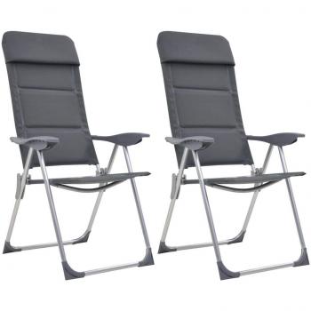 Chaises de camping en aluminium gris 2 unités 58x69x111 cm