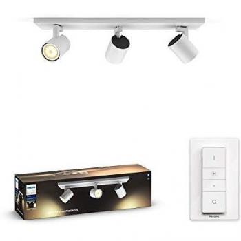 Philips Hue White Amb. LED 3-er Spotleuchte Runner inkl. Dimmschalter, weiß, dimmbar, alle Weißschattierungen, steuerbar via App, kompatibel mit Amazon Alexa