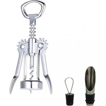 5-Piece Barware Wine Tool Set with Corkscrew, Drip Ring, and Stopper
